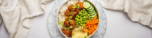 Mandarin Ginger Glazed Salmon Poke Bowl