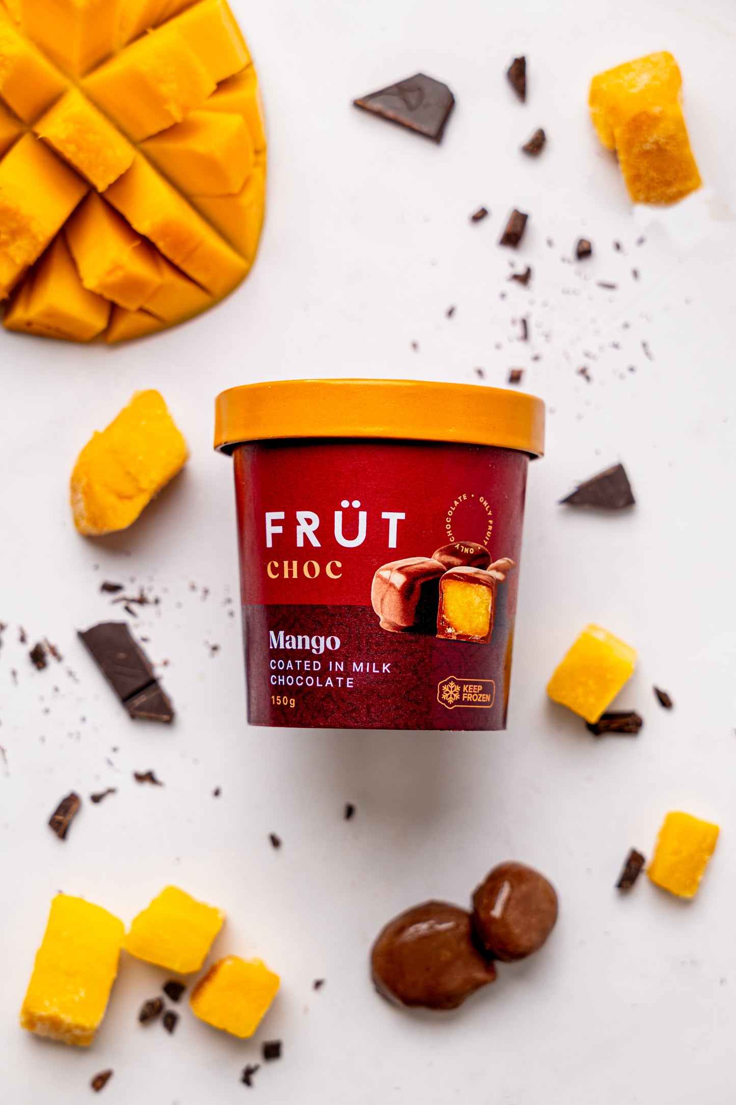 FRÜT Choc Mango coated in Milk Chocolate