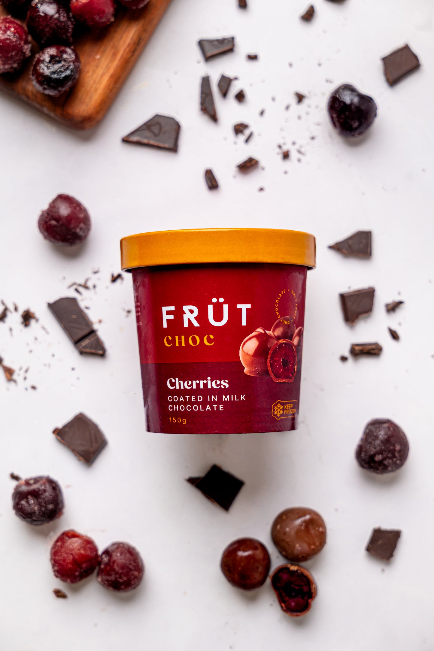 FRÜT Choc Cherries coated in Milk Chocolate