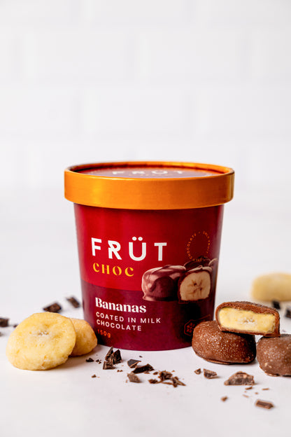 FRÜT Choc Bananas coated in Milk Chocolate