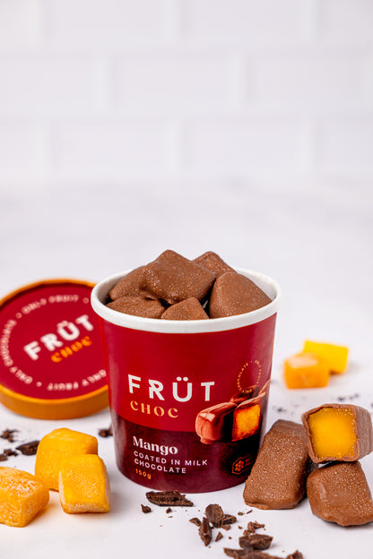 FRÜT Choc Mango coated in Milk Chocolate