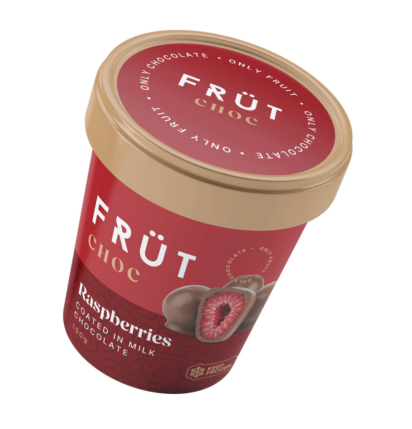 FRÜT Choc Raspberries coated in Milk Chocolate