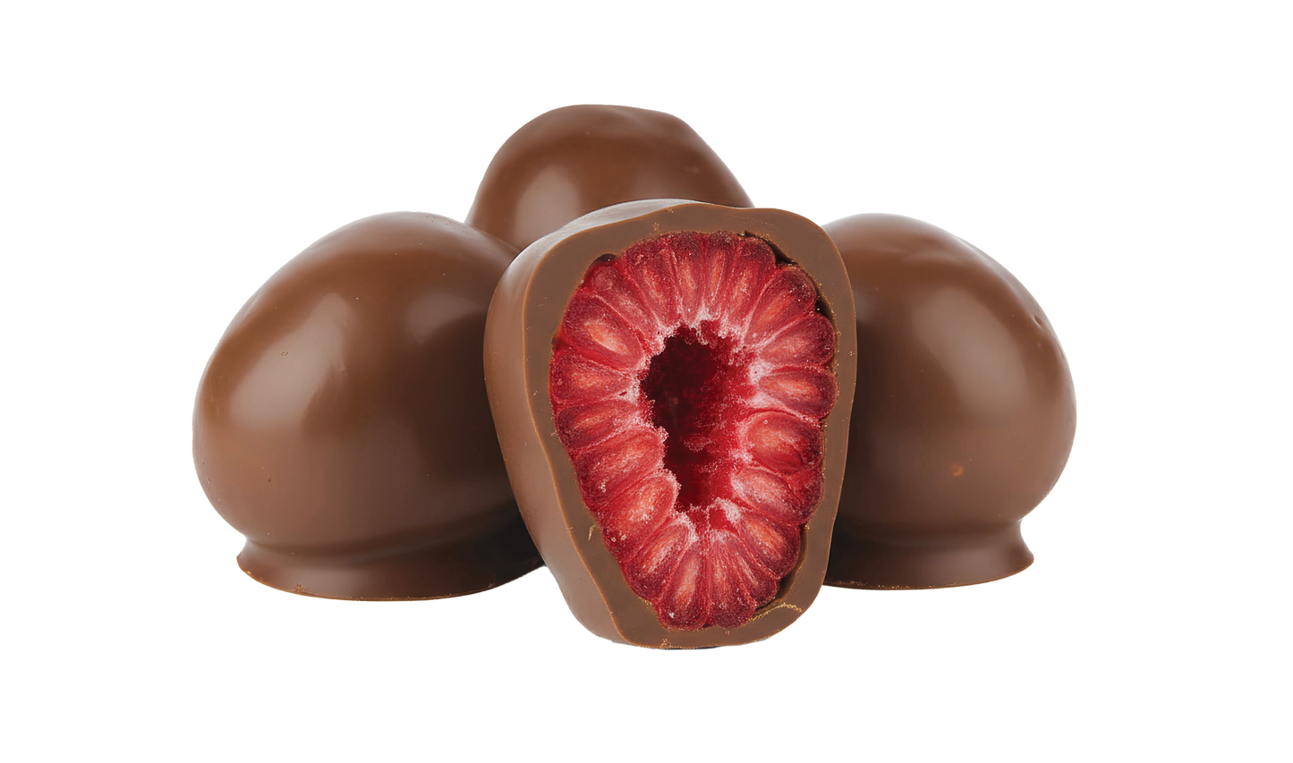 FRÜT Choc Raspberries coated in Milk Chocolate